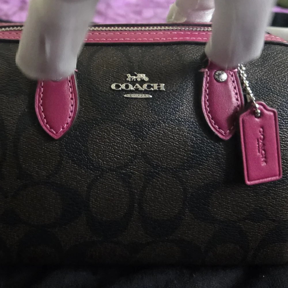 Coach Signature Brown and Pink Handbag - Picture 1 of 10